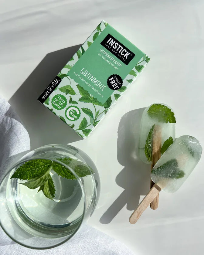 INSTICK menthe du jardin 12x poudre pour boisson sans sucre, vegan (12 x 0,5 l, sans glucides/BE)