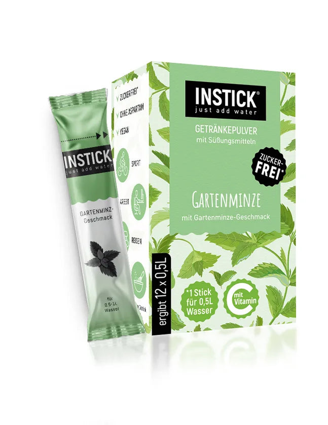 INSTICK menthe du jardin 12x poudre pour boisson sans sucre, vegan (12 x 0,5 l, sans glucides/BE)