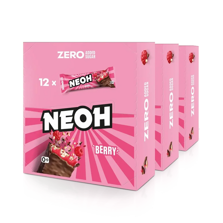 NEOH Berry Riegel: 12x Berry Bar Schokoriegel ohne Zucker, beerig, 10+2 Sparpack (3 g anrechenbare KH* je Riegel)