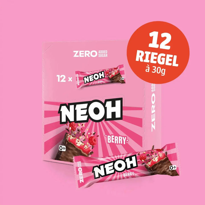 NEOH Berry Riegel: 12x Berry Bar Schokoriegel ohne Zucker, beerig, 10+2 Sparpack (3 g anrechenbare KH* je Riegel)