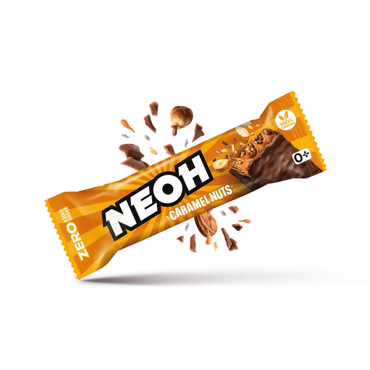 NEOH Schokoriegel Caramel Nuts Bar: 12x Riegel ohne Zucker, 10+2 Sparpack (3,4 g anrechenbare KH* je Riegel)