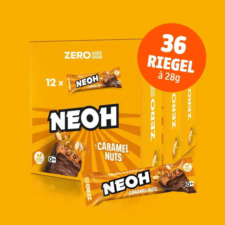 NEOH Schokoriegel Caramel Nuts Bar: 12x Riegel ohne Zucker, 10+2 Sparpack (3,4 g anrechenbare KH* je Riegel)
