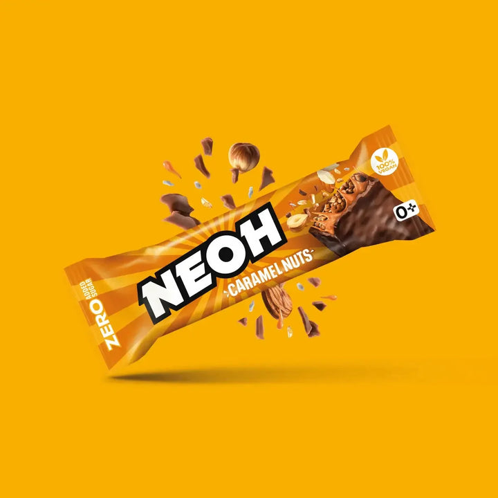 NEOH Schokoriegel Caramel Nuts Bar: 12x Riegel ohne Zucker, 10+2 Sparpack (3,4 g anrechenbare KH* je Riegel)