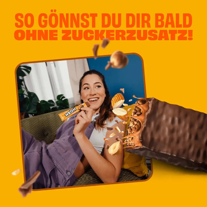 NEOH Schokoriegel Caramel Nuts Bar: 12x Riegel ohne Zucker, 10+2 Sparpack (3,4 g anrechenbare KH* je Riegel)