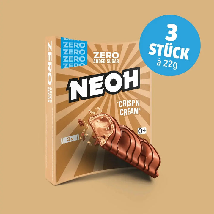 NEOH Crisp N Cream, 3x Waffel ohne Zucker mit Haselnusscremefüllung (3,4 g anrechenbare KH* je Riegel)