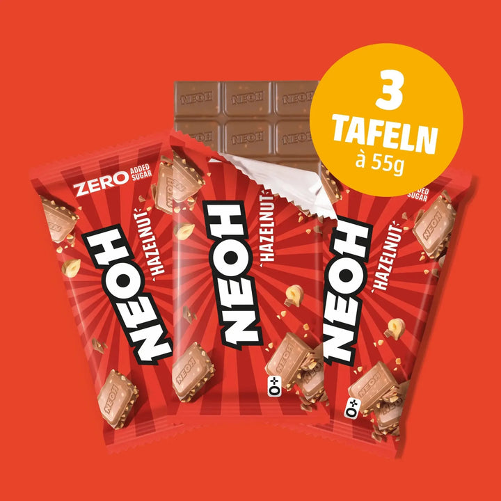 NEOH Hazelnut Chocolate, keto chocolate and sugar-free low-carb chocolate (3 g countable carbs* per bar)