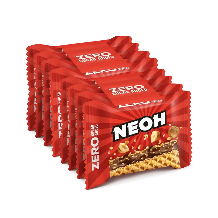 NEOH Waffel: NEOH Hazelnut Crunch, 12x Haselnuss-Waffel ohne Zucker, 10+2 gratis (3 g anrechenbare KH* je Waffel)