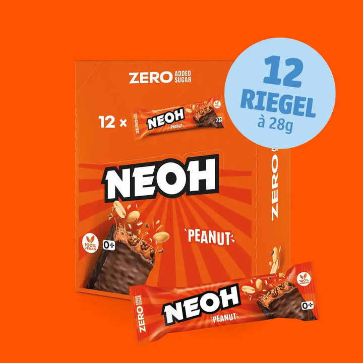 NEOH Chocolate Peanut Bar: 12x sugar-free vegan bars, 10+2 value pack (3.6 g countable carbs* per bar)