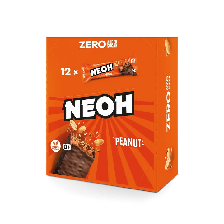 NEOH Chocolate Peanut Bar: 12x sugar-free vegan bars, 10+2 value pack (3.6 g countable carbs* per bar)