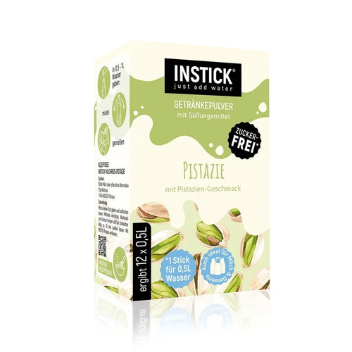 INSTICK Pistazie für 12 x 0,5 l: 12x Getränkepulver für zuckerfreie Getränke, vegan (ohne KH/BE)
