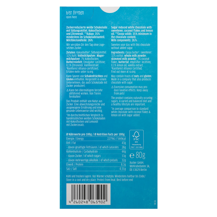 Noix de coco et flocons de chocolat - seulement 14 g comptables. Glucides/100g